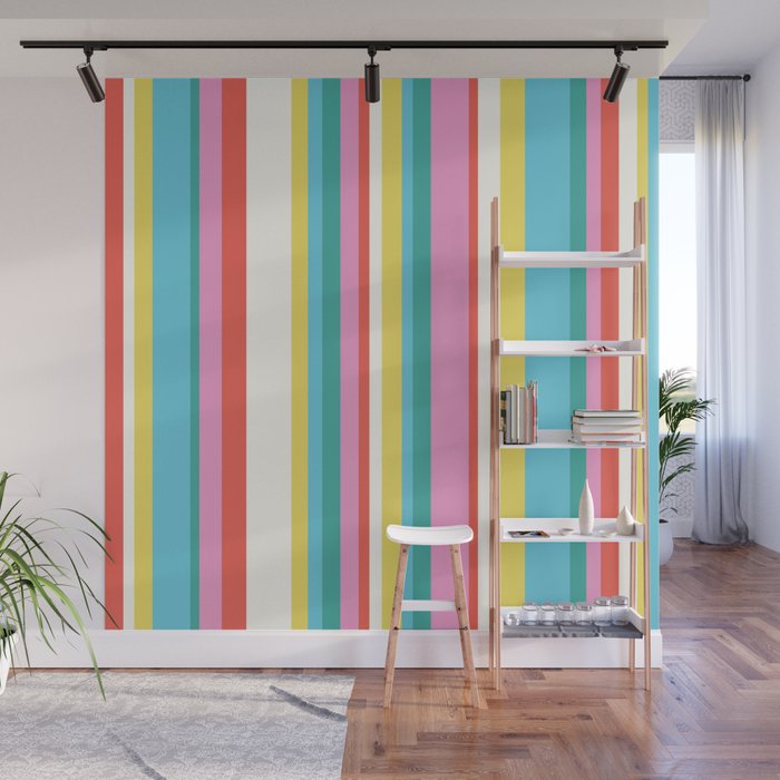 Classic Stripes II - 60s Candy Rainbow Wall Mural Gallery Image 1