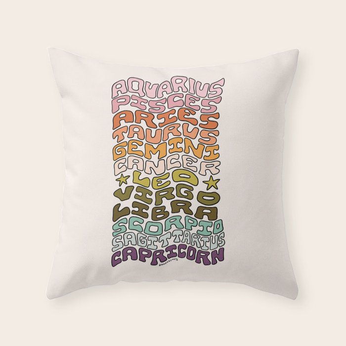 Zodiac Sign List Throw Pillow Gallery Image 6