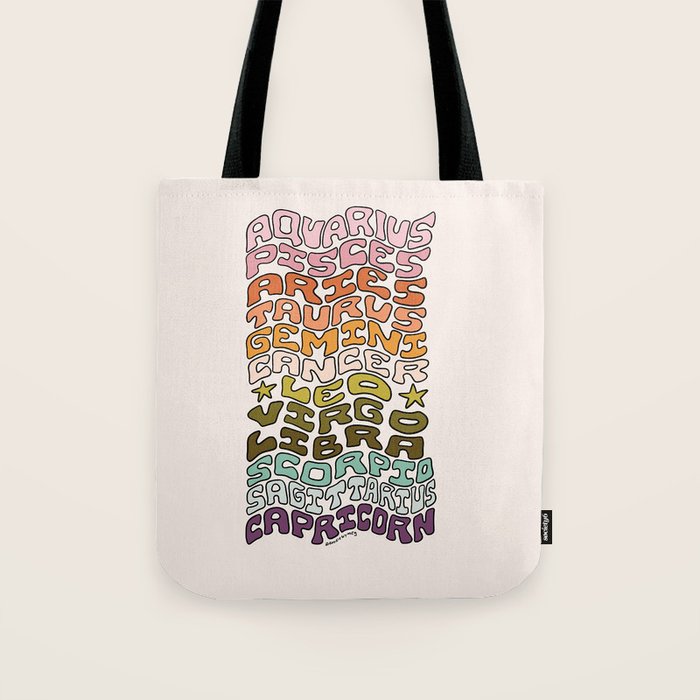 Zodiac Sign List Tote Bag Gallery Image 1