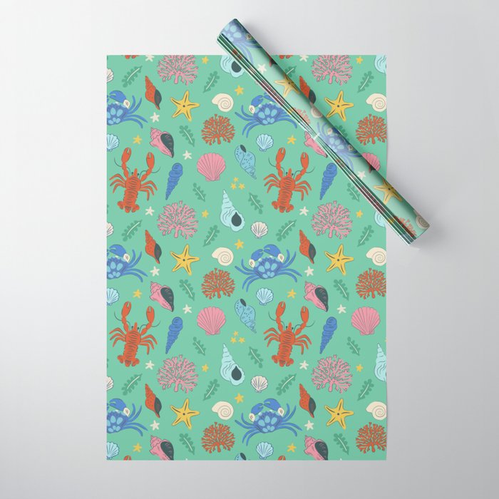 Crustaceans Seashells Wrapping Paper Gallery Image 1