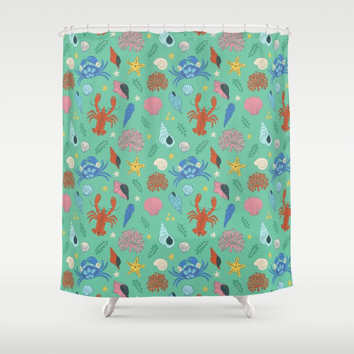 Crustaceans Seashells Shower Curtain Gallery Image 1