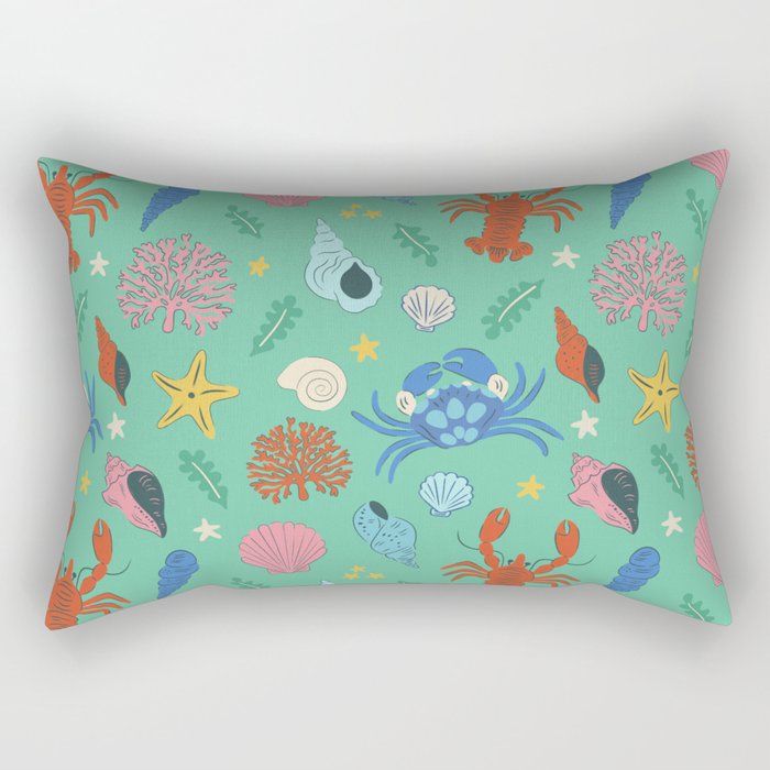 Crustaceans Seashells Rectangular Pillow Gallery Image 1