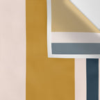 Blush Pink, Navy Blue, Mustard Yellow Big Stripes Pattern Wall Tapestry Gallery Image 3