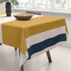 Blush Pink, Navy Blue, Mustard Yellow Big Stripes Pattern Tablecloth Gallery Image 3