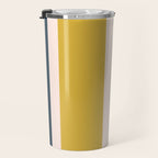 Blush Pink, Navy Blue, Mustard Yellow Big Stripes Pattern Travel Mug Gallery Image 3