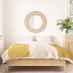 Blush Pink, Navy Blue, Mustard Yellow Big Stripes Pattern Duvet Cover Gallery Image 3