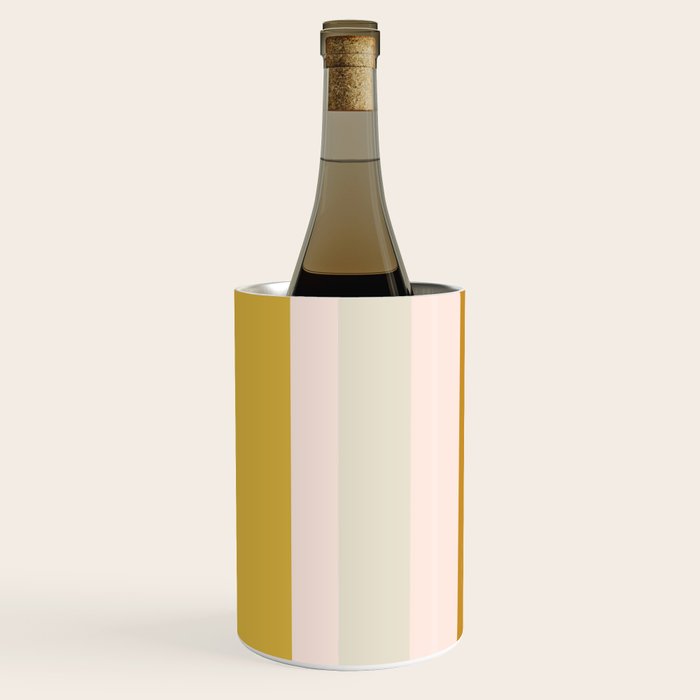 Blush Pink, Navy Blue, Mustard Yellow Big Stripes Pattern Wine Chiller Gallery Image 1