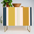 Blush Pink, Navy Blue, Mustard Yellow Big Stripes Pattern Credenza Gallery Image 1
