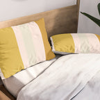 Blush Pink, Navy Blue, Mustard Yellow Big Stripes Pattern Pillow Sham Gallery Image 2