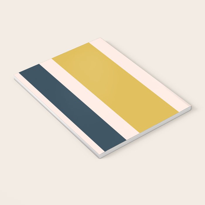 Blush Pink, Navy Blue, Mustard Yellow Big Stripes Pattern Notebook Gallery Image 3