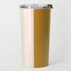 Blush Pink, Navy Blue, Mustard Yellow Big Stripes Pattern Travel Mug Gallery Image 2