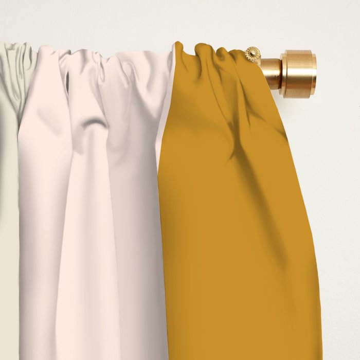 Blush Pink, Navy Blue, Mustard Yellow Big Stripes Pattern Window Curtain Gallery Image 2
