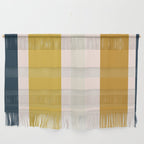 Blush Pink, Navy Blue, Mustard Yellow Big Stripes Pattern Wall Hanging Gallery Image 1