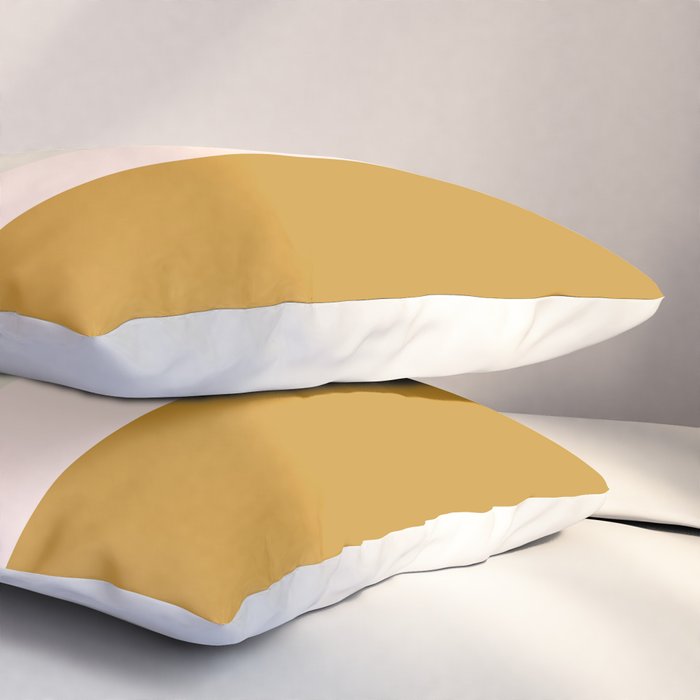 Blush Pink, Navy Blue, Mustard Yellow Big Stripes Pattern Pillow Sham Gallery Image 3