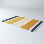 Blush Pink, Navy Blue, Mustard Yellow Big Stripes Pattern Rug Gallery Image 3