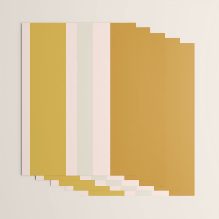 Blush Pink, Navy Blue, Mustard Yellow Big Stripes Pattern Wrapping Paper Gallery Image 3