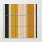 Blush Pink, Navy Blue, Mustard Yellow Big Stripes Pattern Wood Wall Art Gallery Image 1