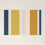 Blush Pink, Navy Blue, Mustard Yellow Big Stripes Pattern Welcome Mat Gallery Image 1