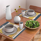 Blush Pink, Navy Blue, Mustard Yellow Big Stripes Pattern Placemat Gallery Image 2