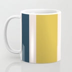 Blush Pink, Navy Blue, Mustard Yellow Big Stripes Pattern Coffee Mug Gallery Image 3