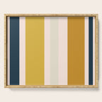 Blush Pink, Navy Blue, Mustard Yellow Big Stripes Pattern Serving Tray Gallery Image 1