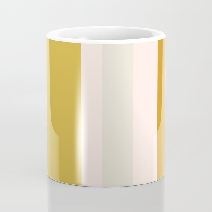 Blush Pink, Navy Blue, Mustard Yellow Big Stripes Pattern Coffee Mug Gallery Image 4