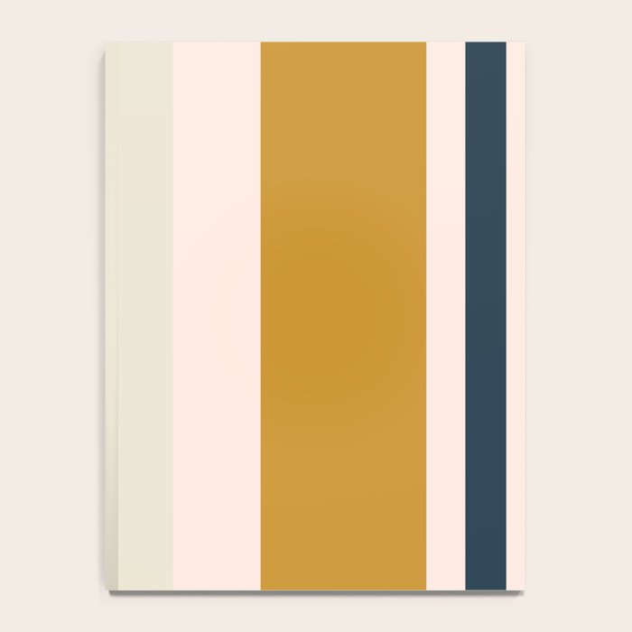 Blush Pink, Navy Blue, Mustard Yellow Big Stripes Pattern Notebook Gallery Image 4