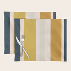 Blush Pink, Navy Blue, Mustard Yellow Big Stripes Pattern Placemat Gallery Image 1