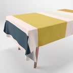 Blush Pink, Navy Blue, Mustard Yellow Big Stripes Pattern Tablecloth Gallery Image 1