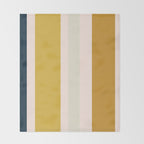 Blush Pink, Navy Blue, Mustard Yellow Big Stripes Pattern Throw Blanket Gallery Image 2