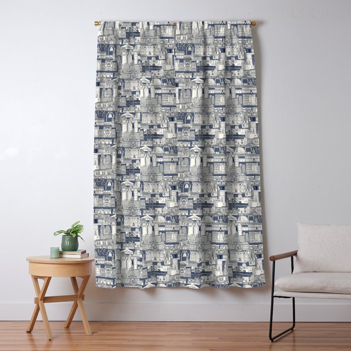 Philadelphia toile blue indigo Window Curtain Gallery Image 5