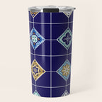 Talavera Mexican Tile - Navy & Bronze Palette Travel Mug Gallery Image 1