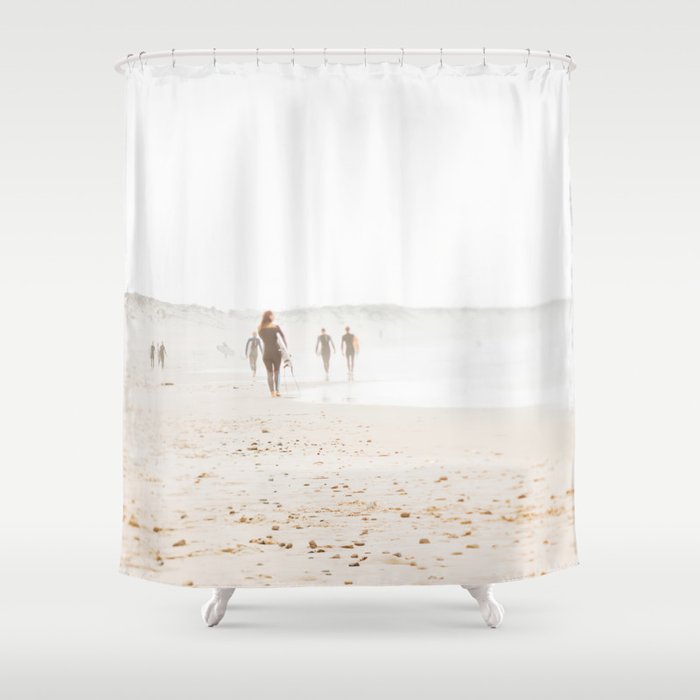 At the Beach - Surf, minimal beach series by Ingrid Beddoes Shower Curtain Gallery Image 1