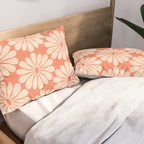 Retro Modern Daisy - Salmon and Off-white Pillow Sham Gallery Image 2