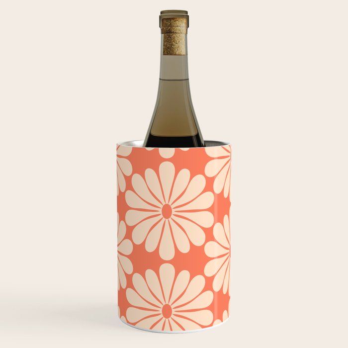Retro Modern Daisy - Salmon and Off-white Wine Chiller Gallery Image 3
