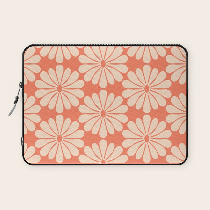 Retro Modern Daisy - Salmon and Off-white Laptop Sleeve Gallery Image 1