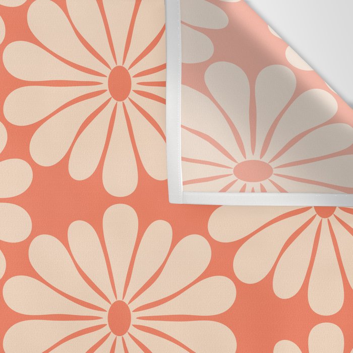 Retro Modern Daisy - Salmon and Off-white Wall Tapestry Gallery Image 3