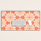 Retro Modern Daisy - Salmon and Off-white Desk Mat Gallery Image 1