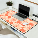 Retro Modern Daisy - Salmon and Off-white Desk Mat Gallery Image 2