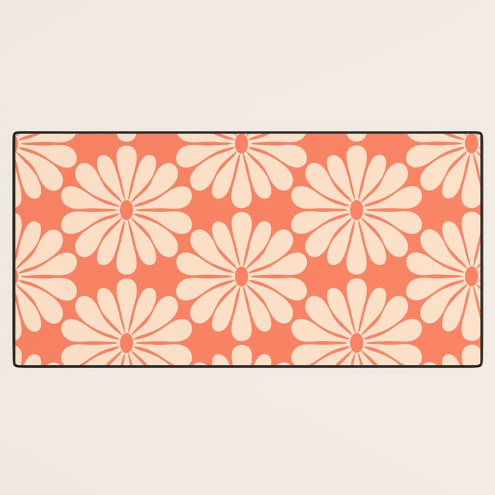 Retro Modern Daisy - Salmon and Off-white Desk Mat Gallery Image 3