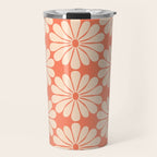 Retro Modern Daisy - Salmon and Off-white Travel Mug Gallery Image 1