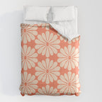Retro Modern Daisy - Salmon and Off-white Comforter Gallery Image 6