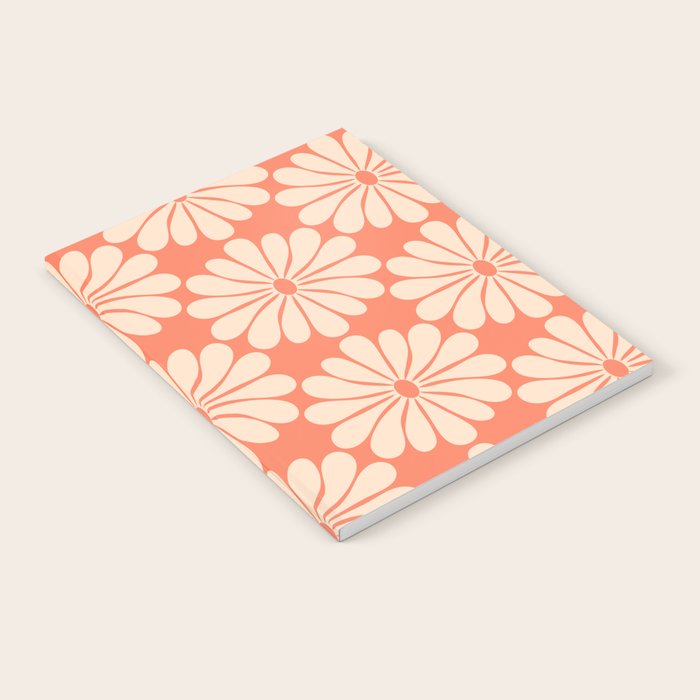 Retro Modern Daisy - Salmon and Off-white Notebook Gallery Image 2
