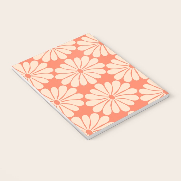 Retro Modern Daisy - Salmon and Off-white Notebook Gallery Image 3