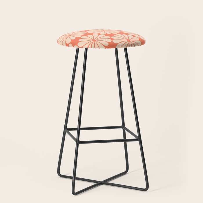 Retro Modern Daisy - Salmon and Off-white Stool Gallery Image 1