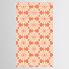 Retro Modern Daisy - Salmon and Off-white Tablecloth Gallery Image 2