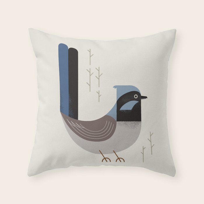 Superb Fairywren, Bird of Australia Throw Pillow Gallery Image 6