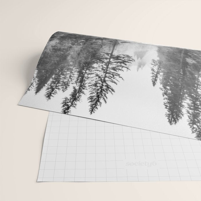 Forest Reflection Lake - Black and White  - Nature Photography Wrapping Paper Gallery Image 2