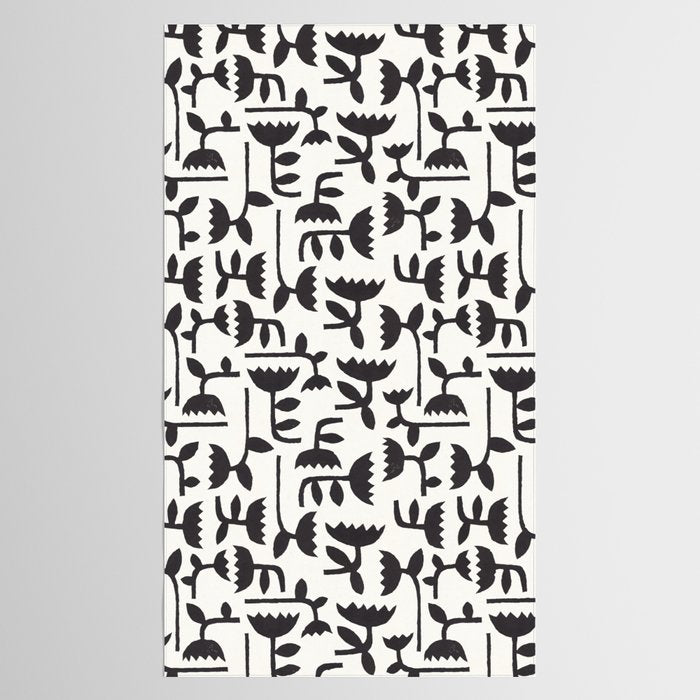 Linocut Tulip Pattern #3 Tablecloth Gallery Image 2