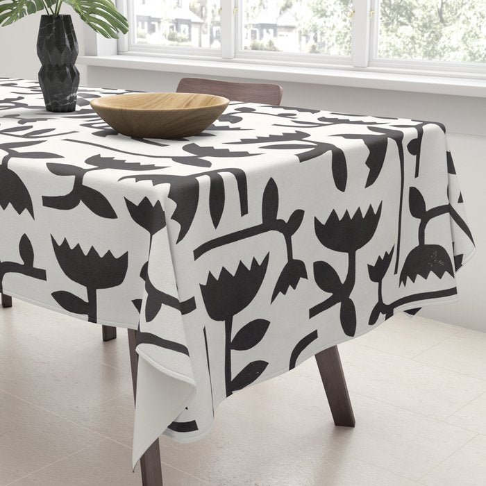 Linocut Tulip Pattern #3 Tablecloth Gallery Image 3